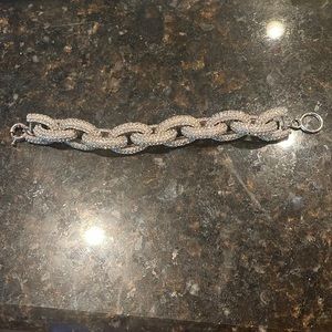 Silver Cubic Zirconia Pave chain link bracelet